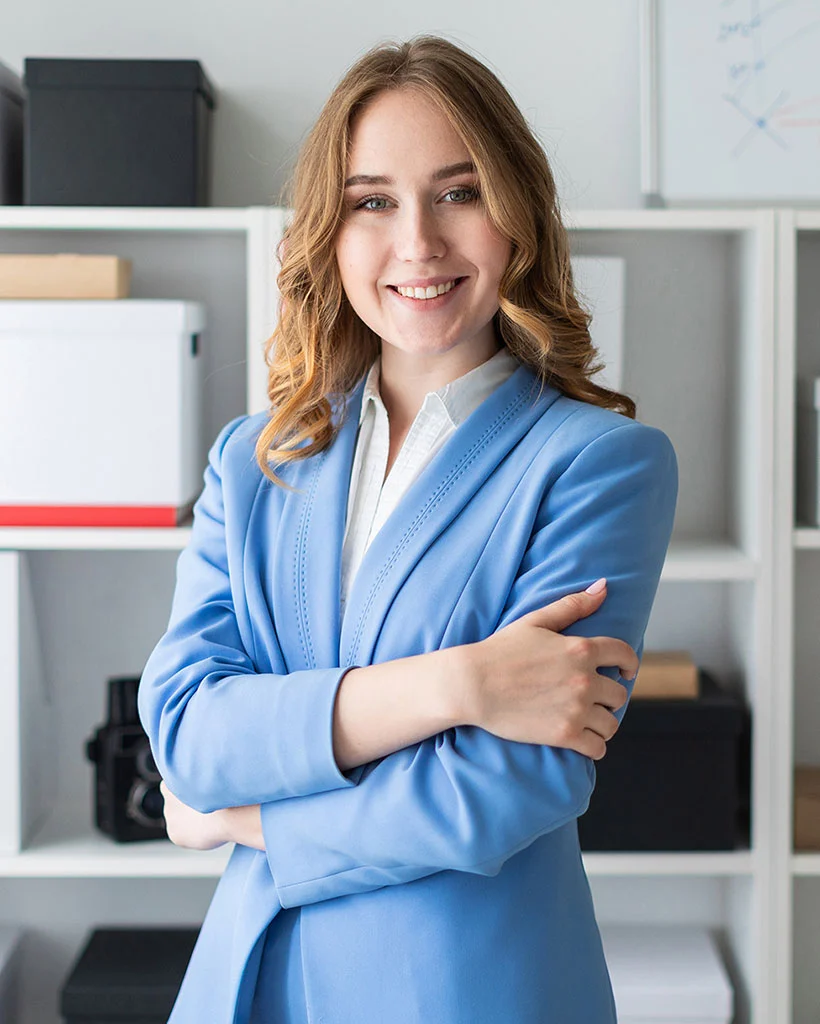 girl young business businesswoman office stands